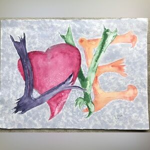 Love watercolor painting. Perfect for valentines gift